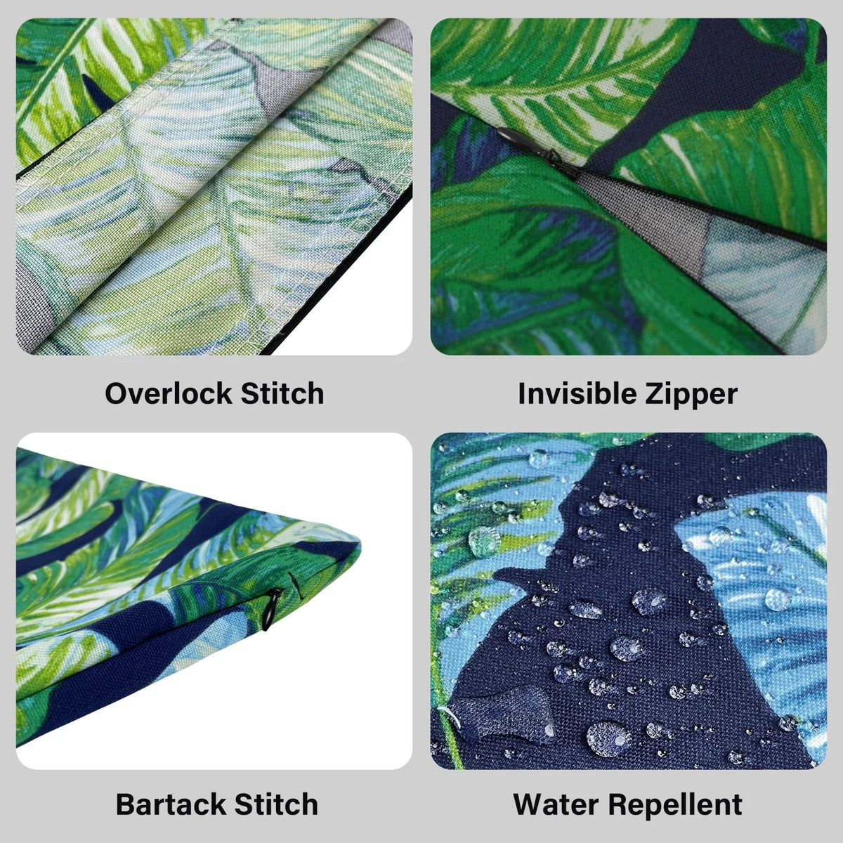 Navy Green Banana Leaf Jungle Print Outdoor Slip Covers I40577