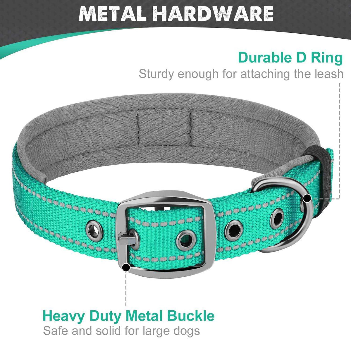Reflective Neoprene Padded Nylon Dog Collar Z276459