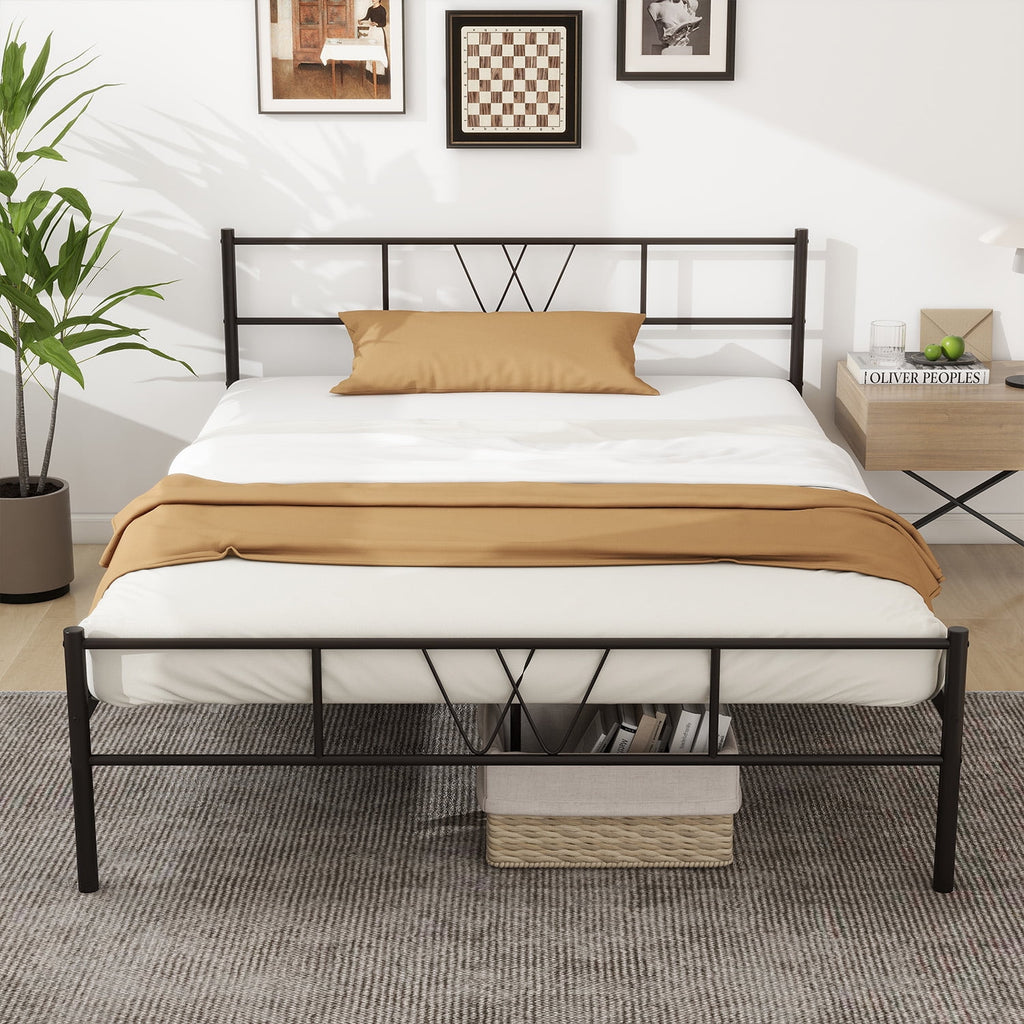 Full Size Metal Platform Bed Frame with Headboard and Footboard Q903