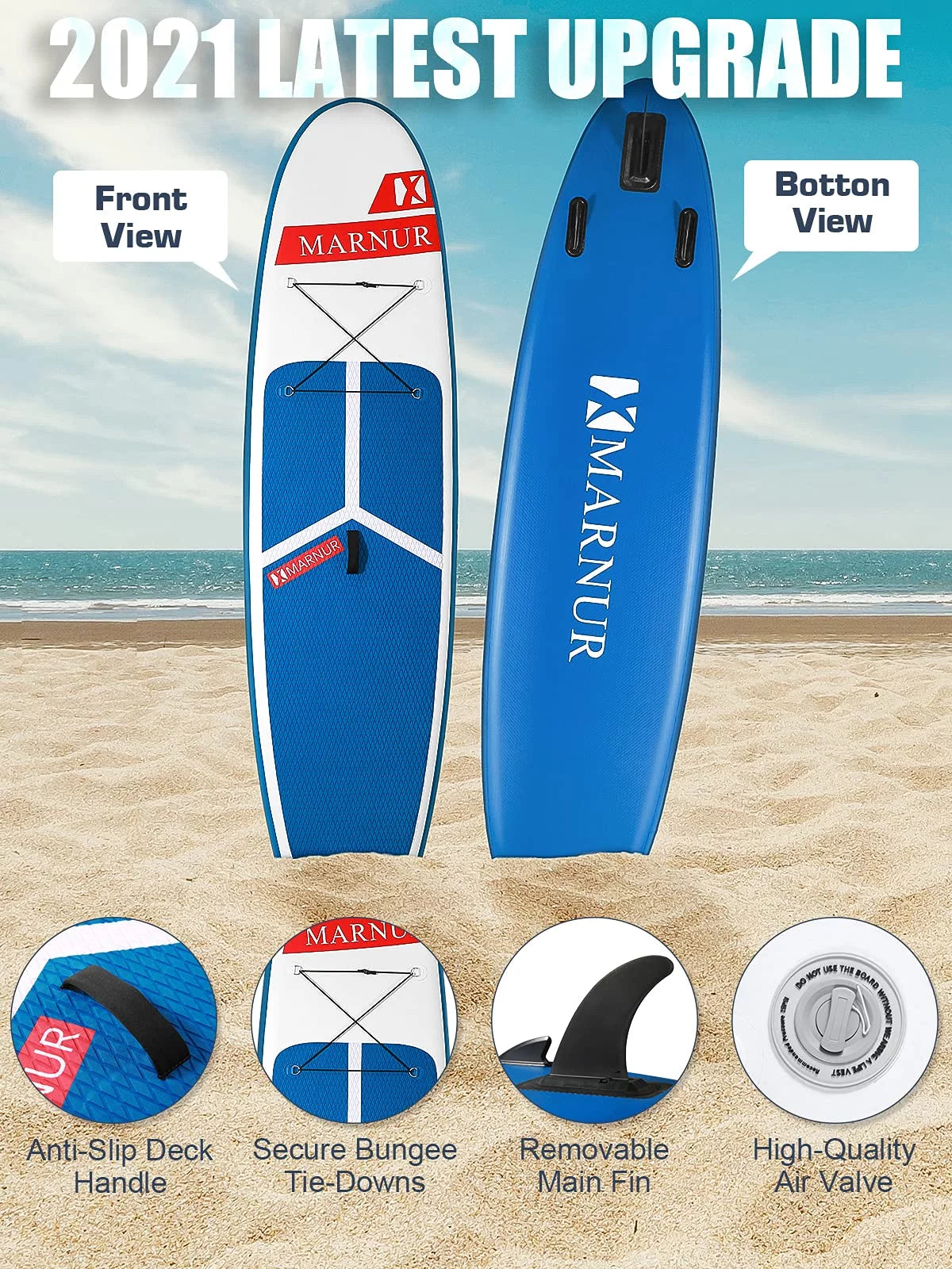 Inflatable Paddle Board with Non-Slip Deck and Pump Y380382
