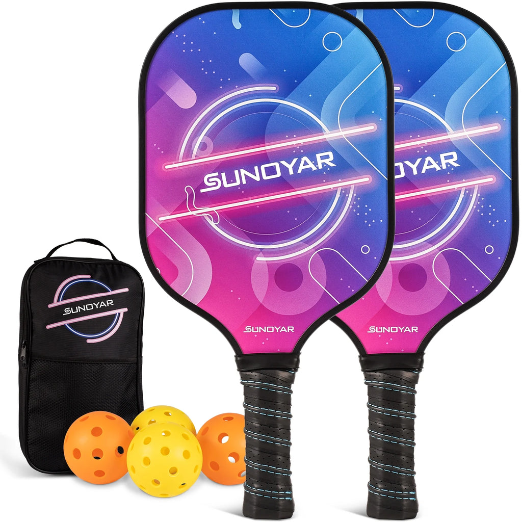 Fiberglass Pickleball Paddles Set of 2 with 4 Balls and 1 Bag C8061