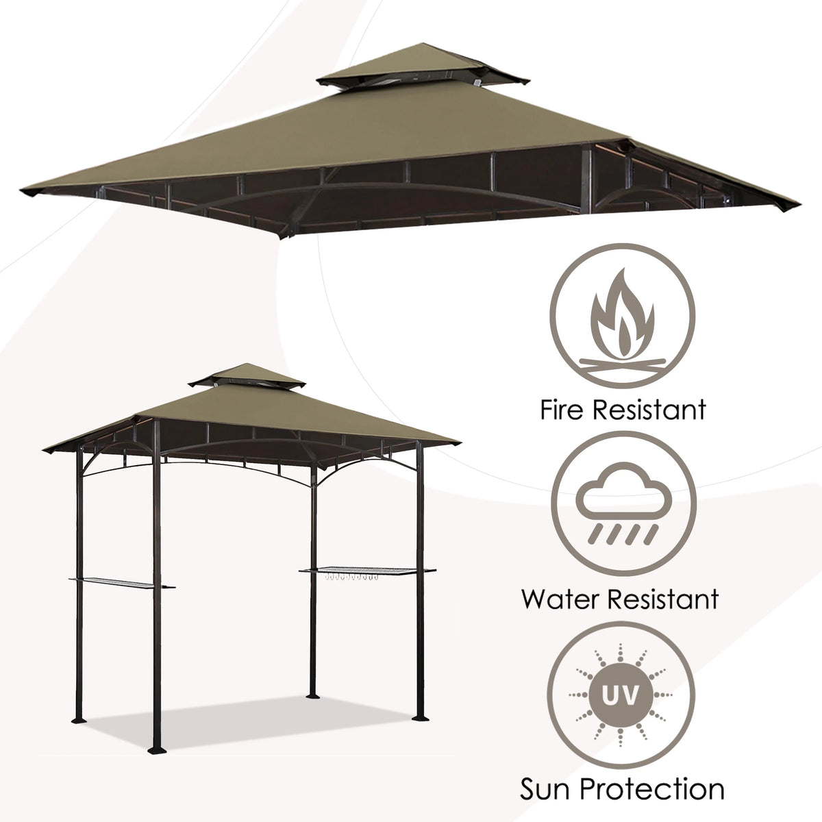 5x8 Double Tiered Grill Gazebo Replacement Canopy V692305
