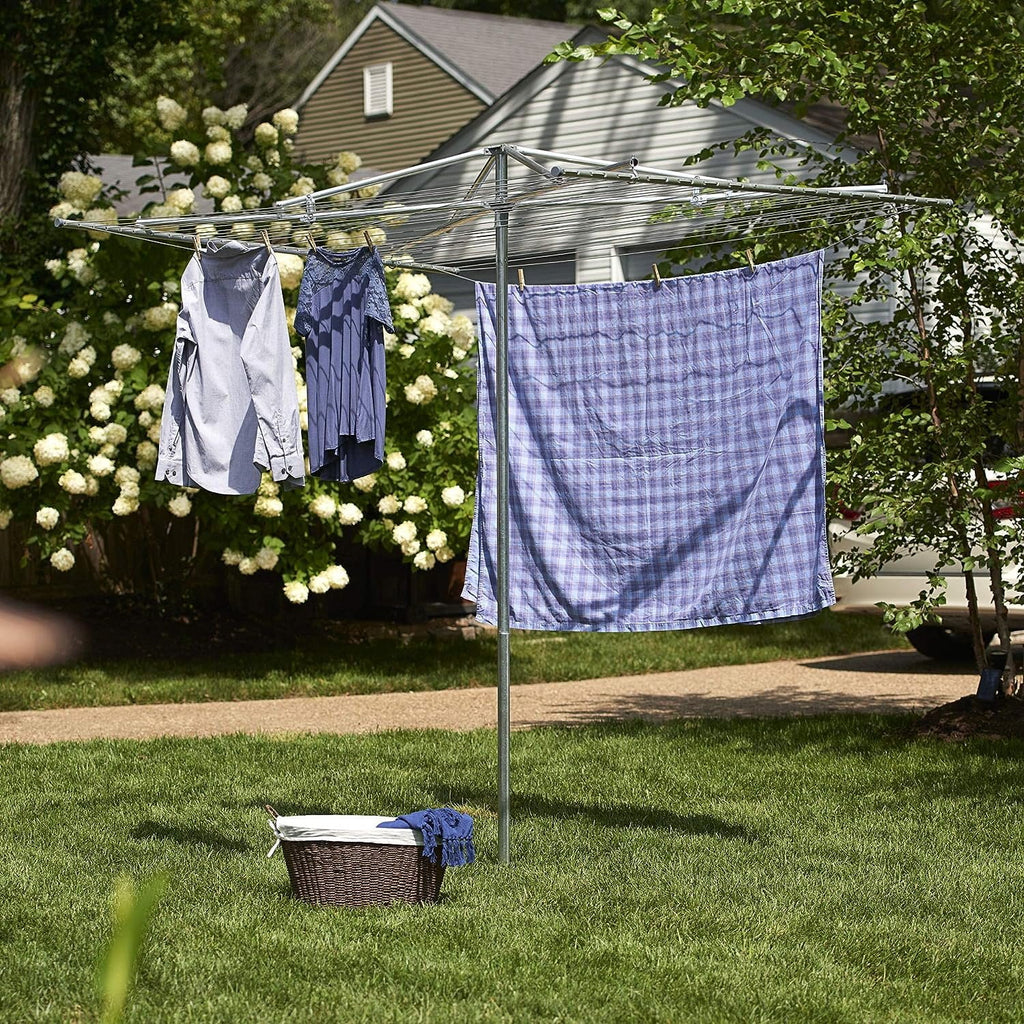 Rotary Outdoor Umbrella Drying Rack 30-Lines with 182 ft. Clothesline Y8112