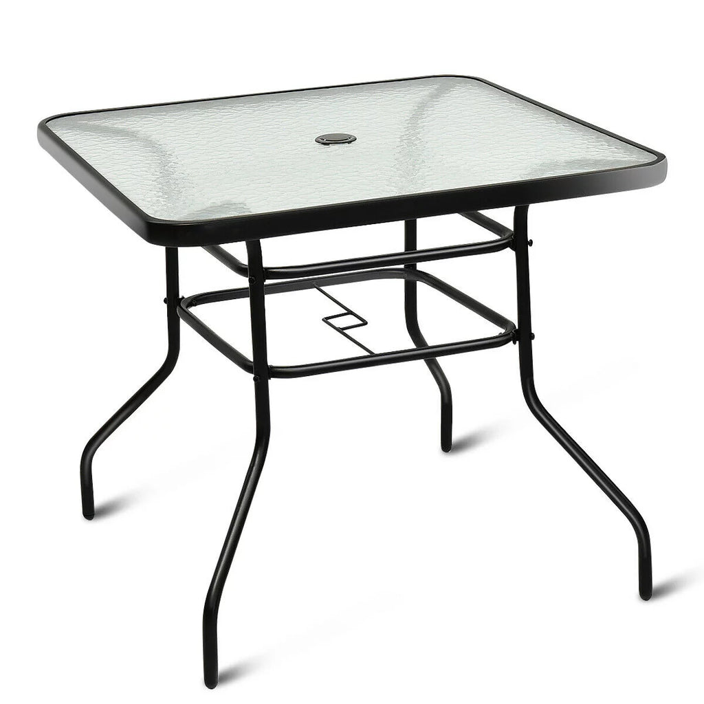 32'' Tempered Glass Steel Frame Patio Square Table I89877
