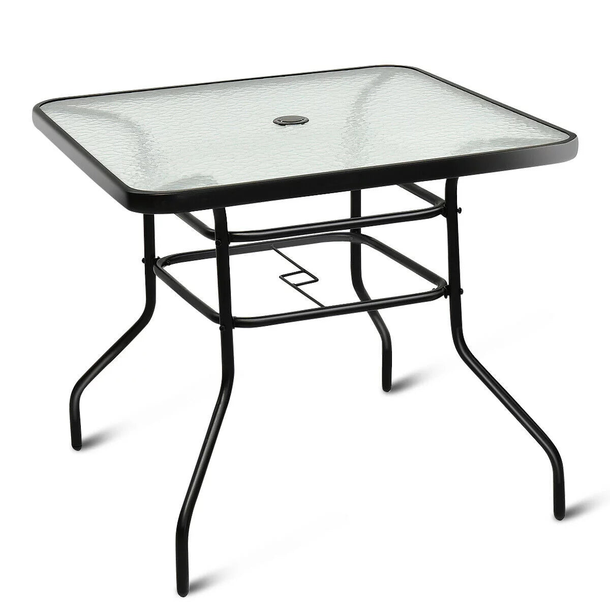 32'' Tempered Glass Steel Frame Patio Square Table I89877