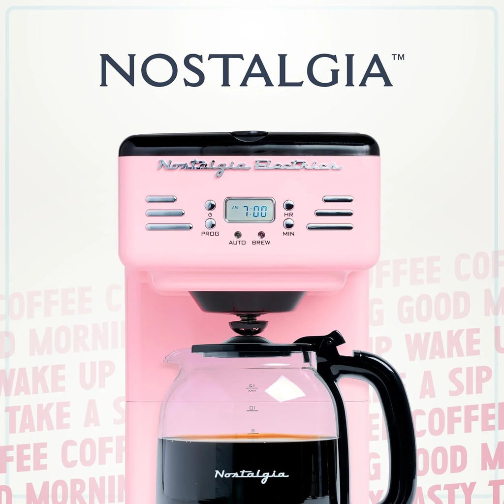 Red 12-Cup Programmable Retro Coffee Maker B504791