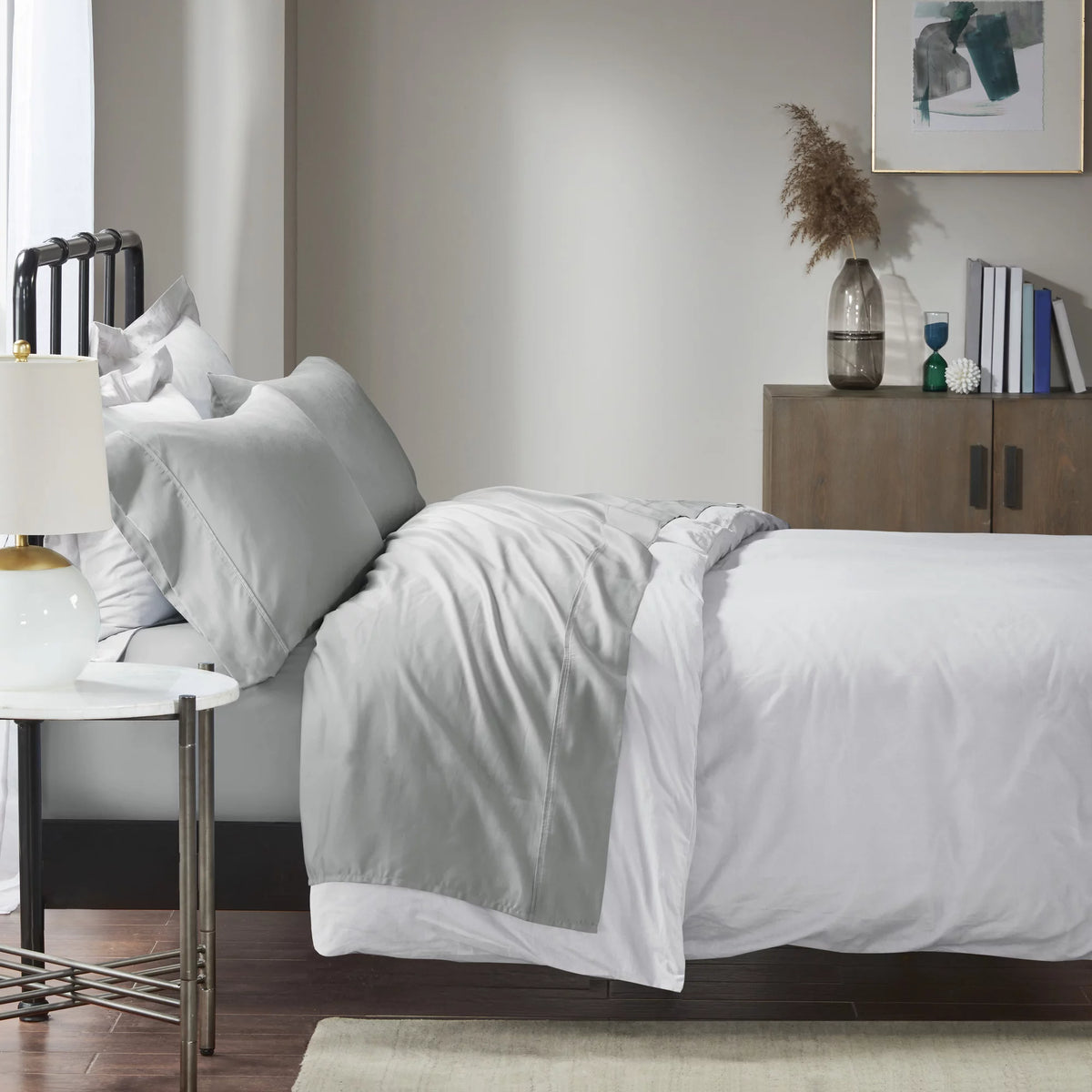 1500 Thread Count Cotton Rich 4 Piece Grey Sheet Set E7196