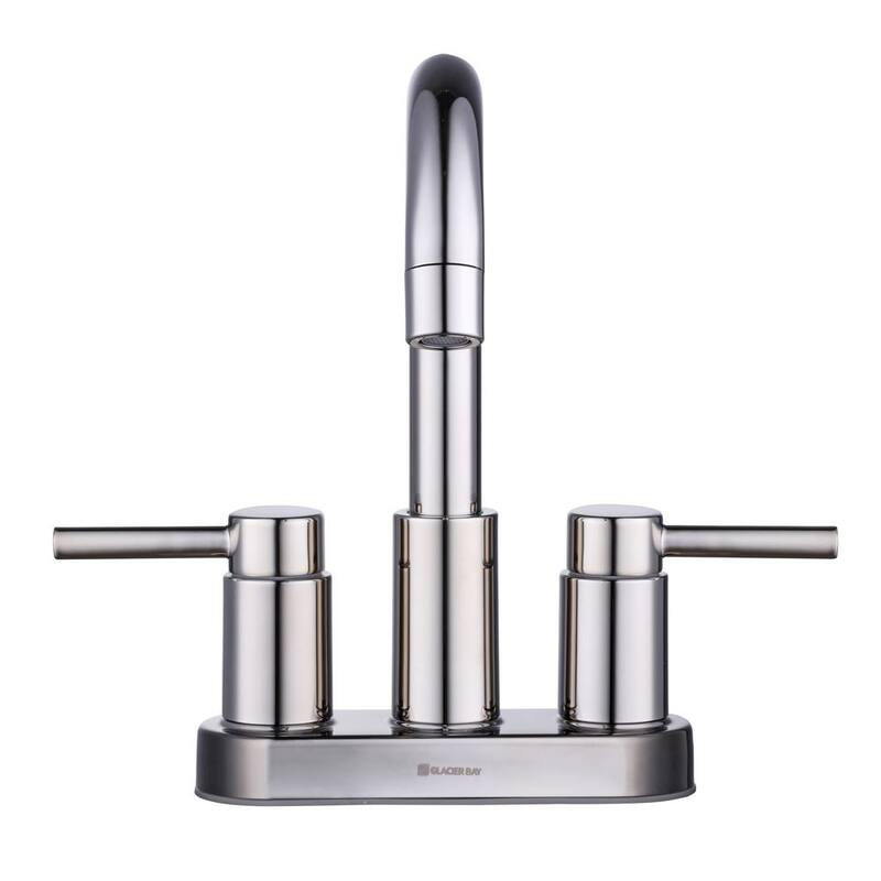 4 in. Centerset Double Handle High-Arc Bathroom Faucet in Polished Nickel N6024