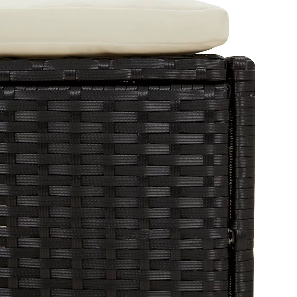 Black Poly Rattan and Solid Wood Acacia Spa Surround C1142