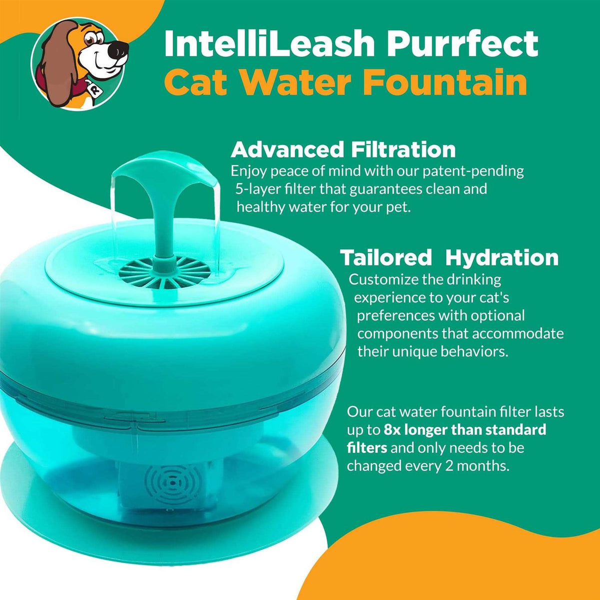 Water Fountain for Cats and Small Dogs with 5-Layer Filter T47768