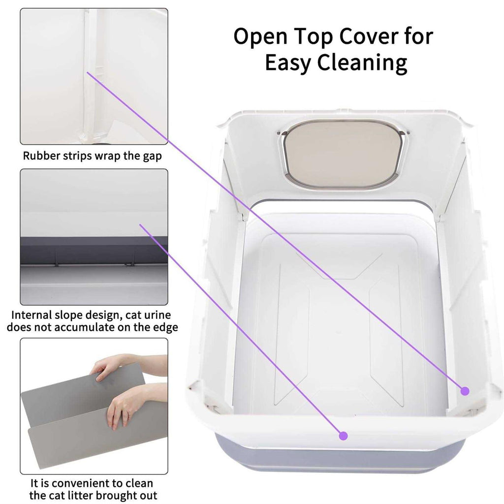 Large Top Entry Anti-Splashing Cat Litter Box with Lid K26675