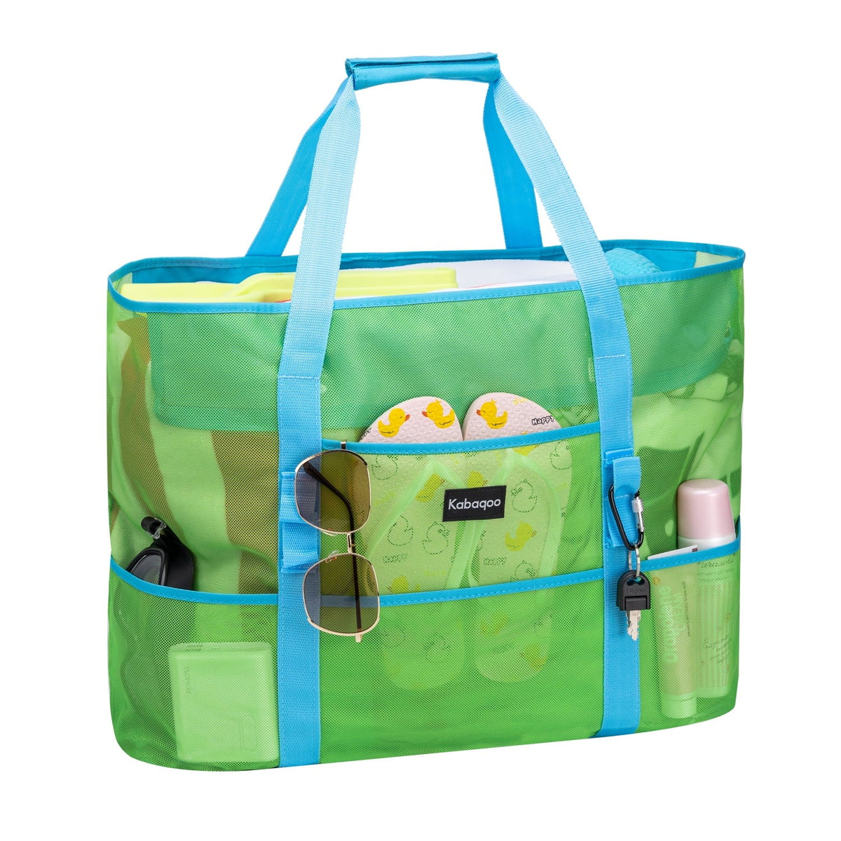 Orange Mesh Tote Bag with Zip and Pocket V808323