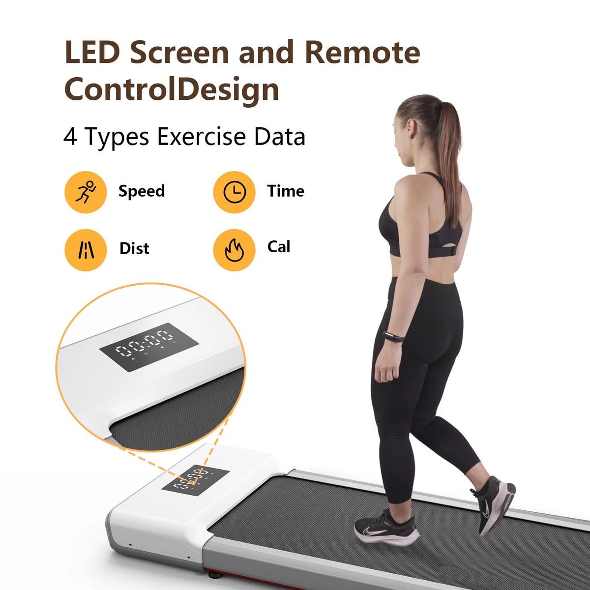 300lb 2.5HP Under Desk Treadmill with LED Display K839