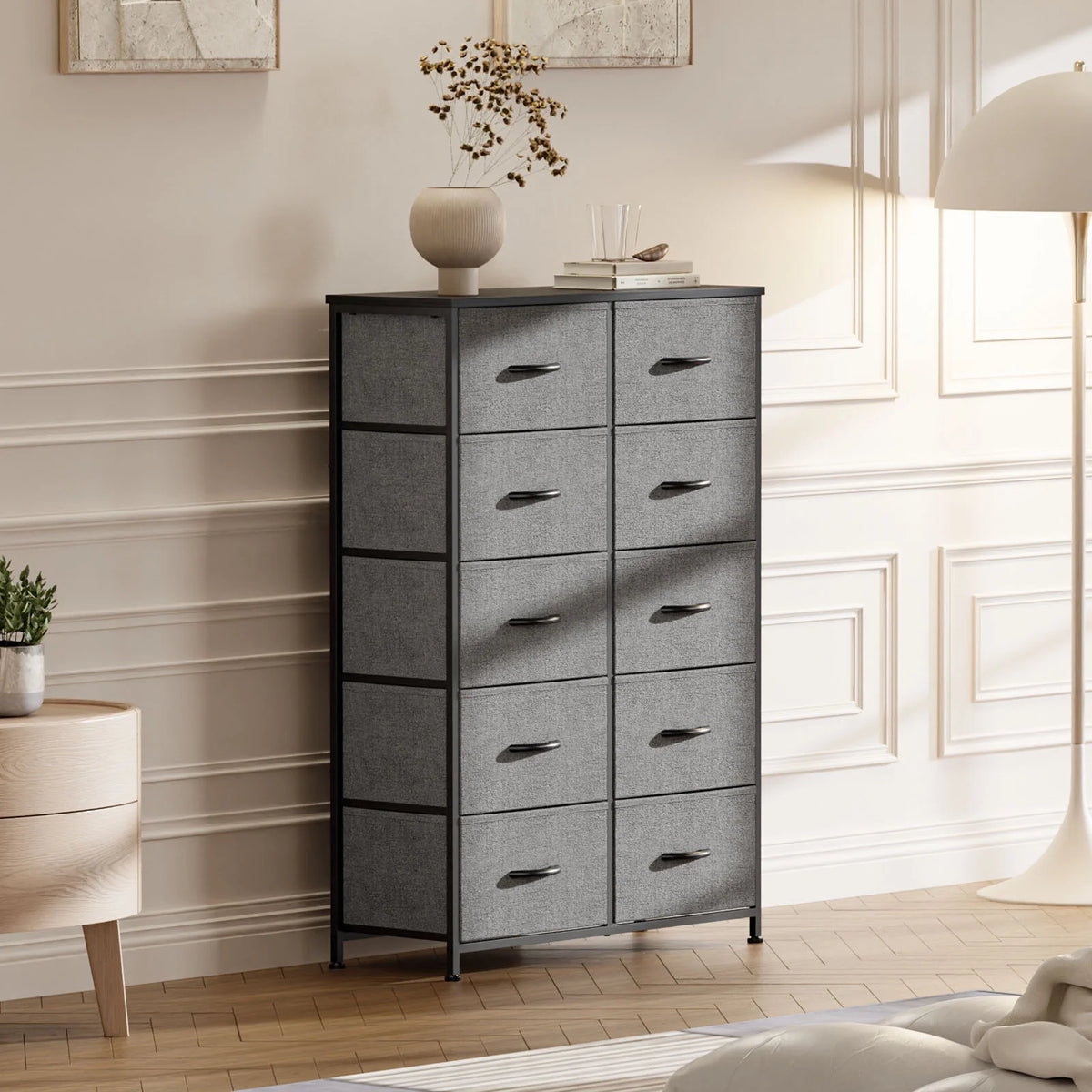 Gray 11 Drawer Fabric Storage Dresser Y273
