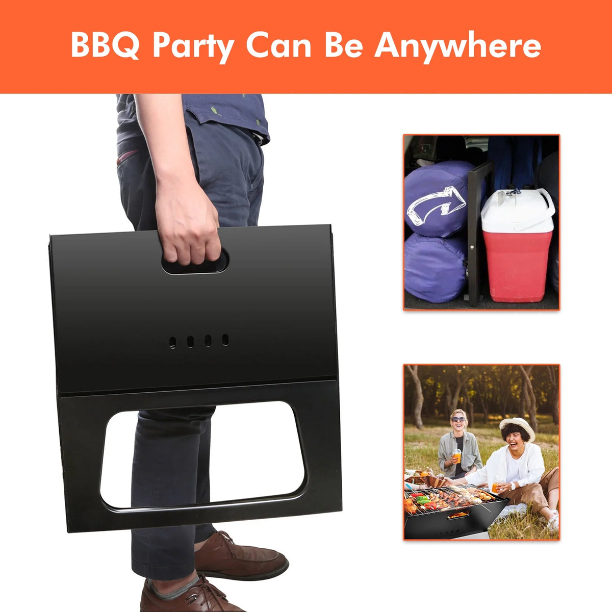 Foldable Charcoal Stainless Steel BBQ Grill P3177