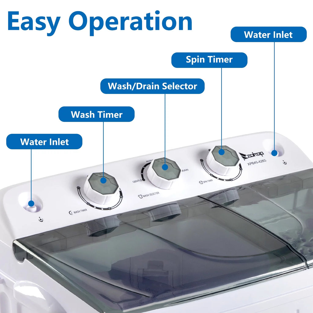 20LBS Portable Compact Twin Tub Washing Machine Washer Dryer, Gray J94247