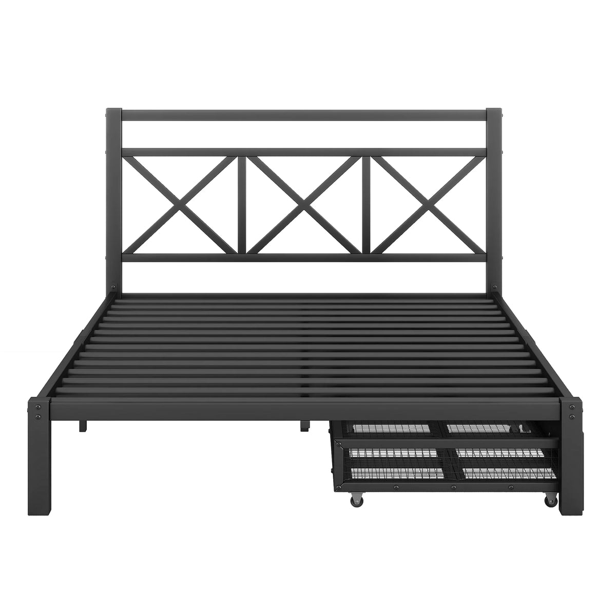 Metal Twin Size Platform Bed with Two Drawers Z241642