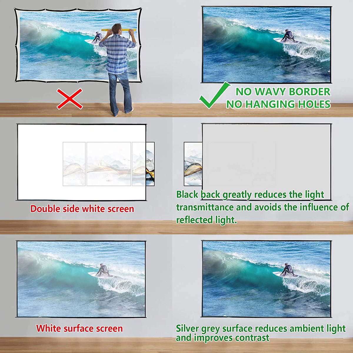 Foldable Projector Screen 120 inch 16:9 HD 4K Anti-Crease V277239