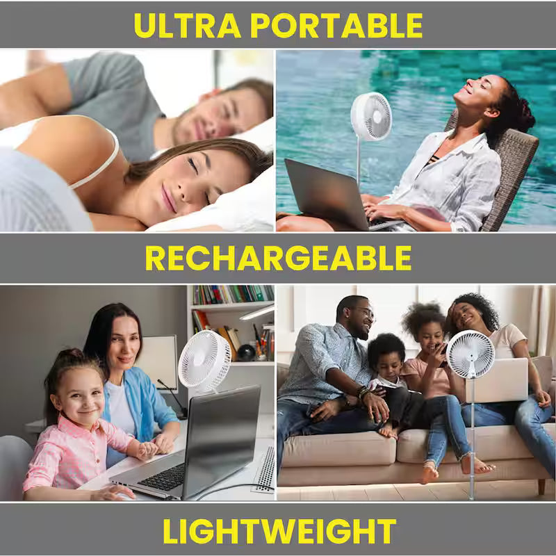 2-in-1 Adjustable-Height 40 in. Portable Rechargeable 3-Modes Pedestal Fan C308