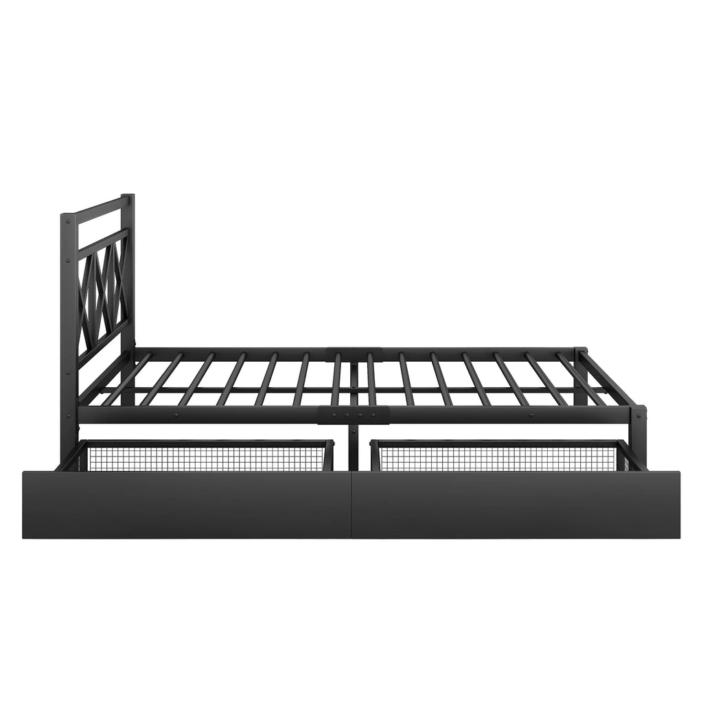 Metal Twin Size Platform Bed with Two Drawers Z241642