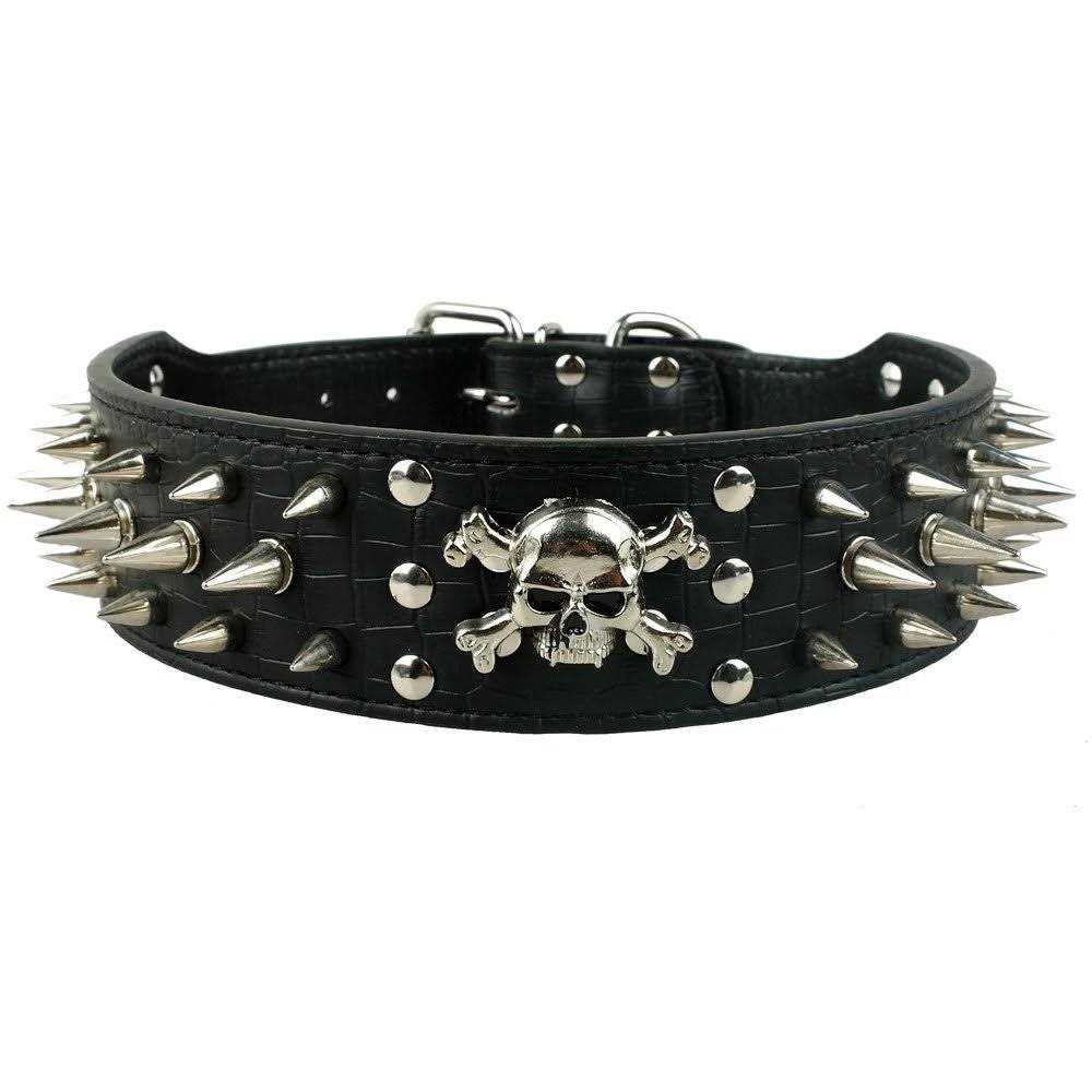 Black Leather Spiked Dog Collar & Leash & Harness 3 Pcs Set E541