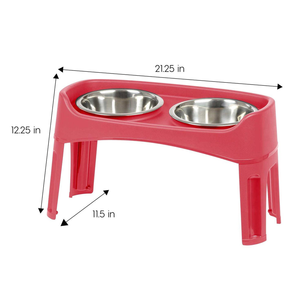 12 inch Elevated Dog Bowls with 2 Qt Stainless Steel Bowls S542043