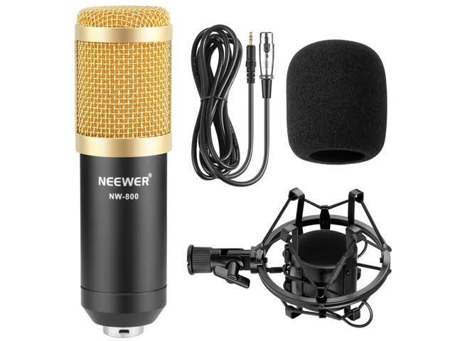 Black Condenser Microphone with Shock Mount and Foam Cap X4761