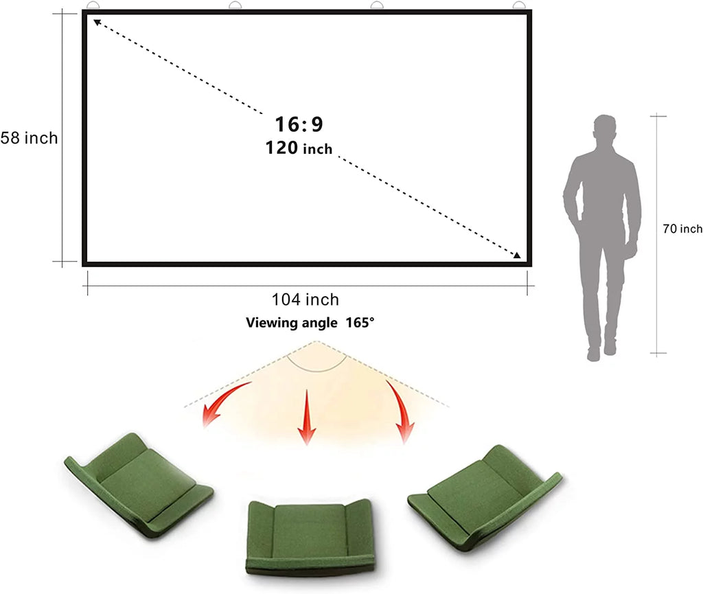 Foldable Projector Screen 120 inch 16:9 HD 4K Anti-Crease V277239