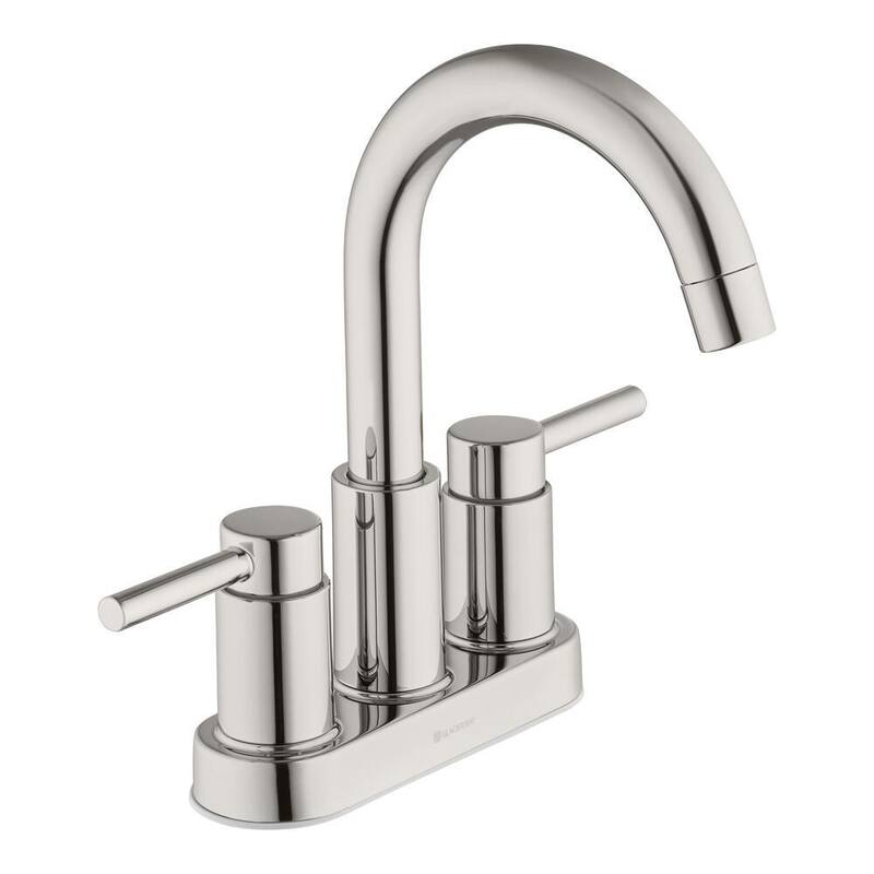 4 in. Centerset Double Handle High-Arc Bathroom Faucet in Polished Nickel N6024