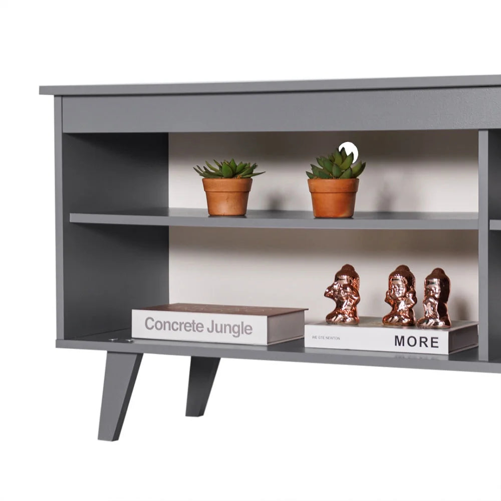 Black TV Stand with Storage Shelves H1503