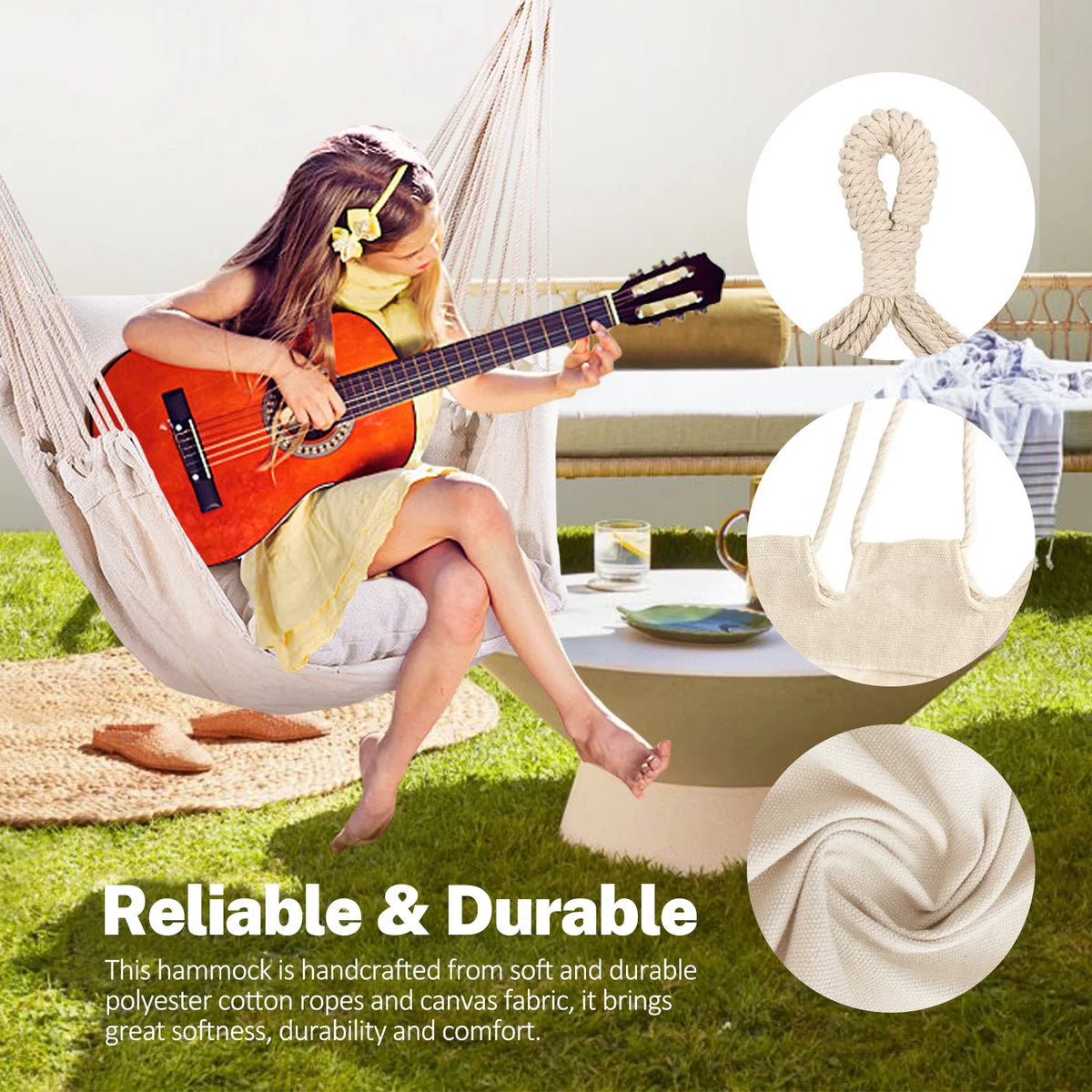 Hanging Rope Hammock Swing Chair with Pocket I10207