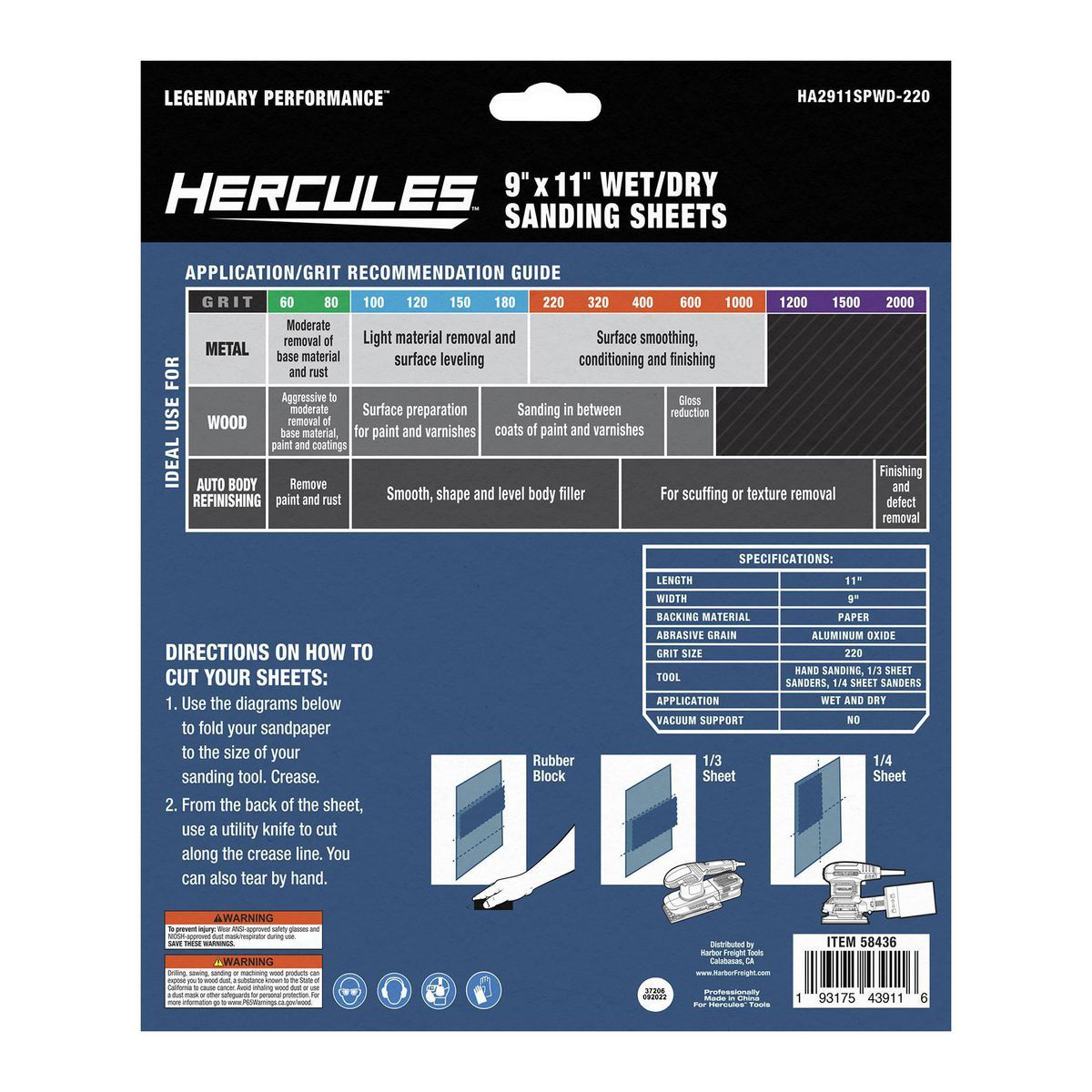 9 in. x 11 in. 220 Grit Wet/Dry Sanding Sheets 5-Pack G3555