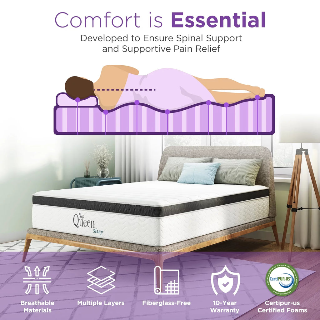 Queen 8” Hybrid Cool Gel Memory Foam and Coils Mattress Y807487