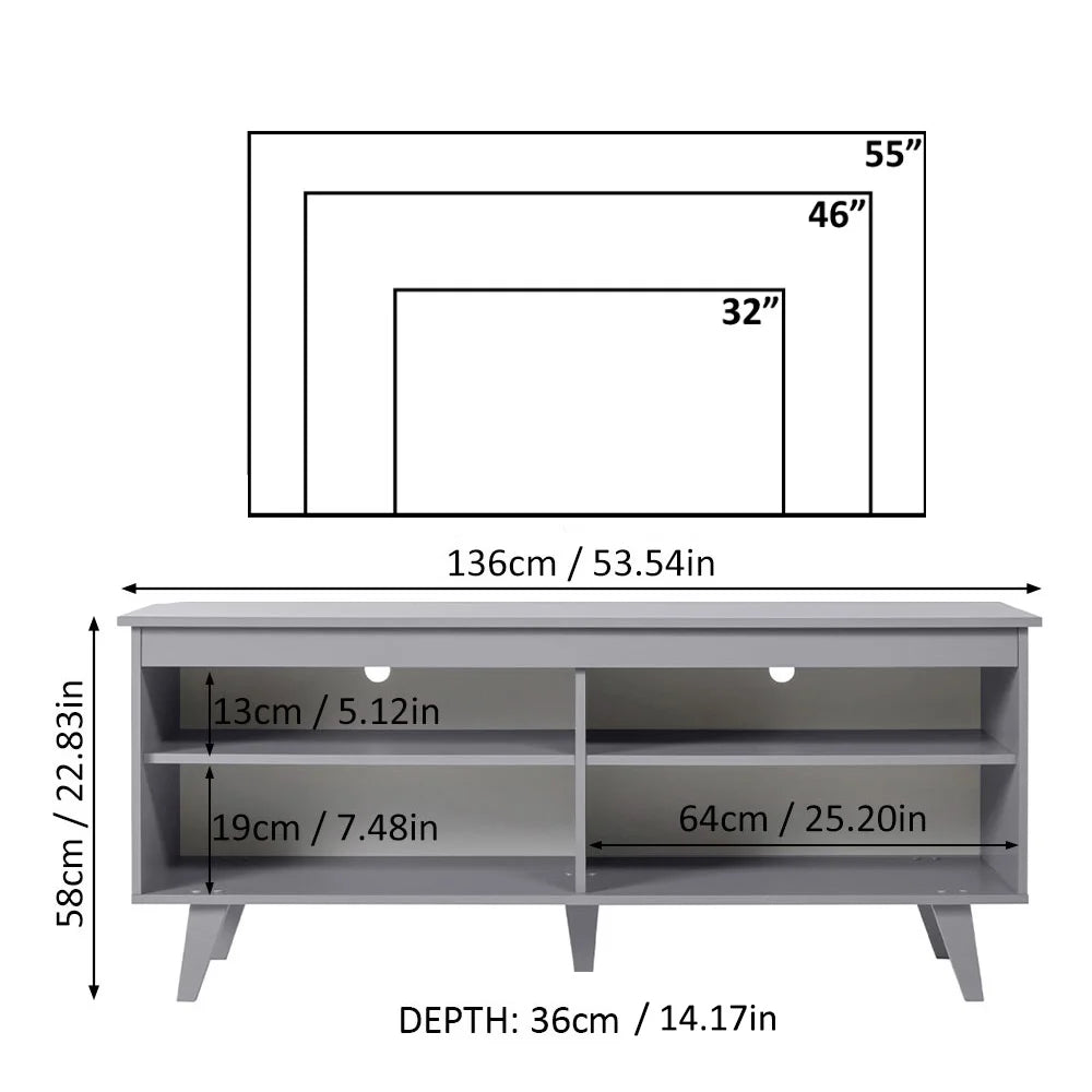 Black TV Stand with Storage Shelves H1503