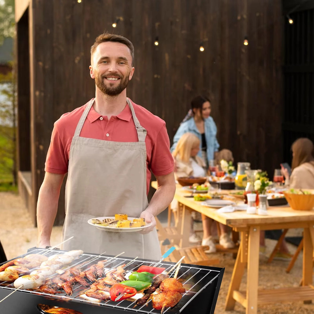 Foldable Charcoal Stainless Steel BBQ Grill P3177