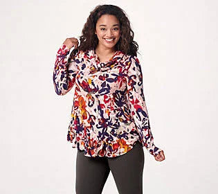 Rayon Printed Cowl Neck Top I893229