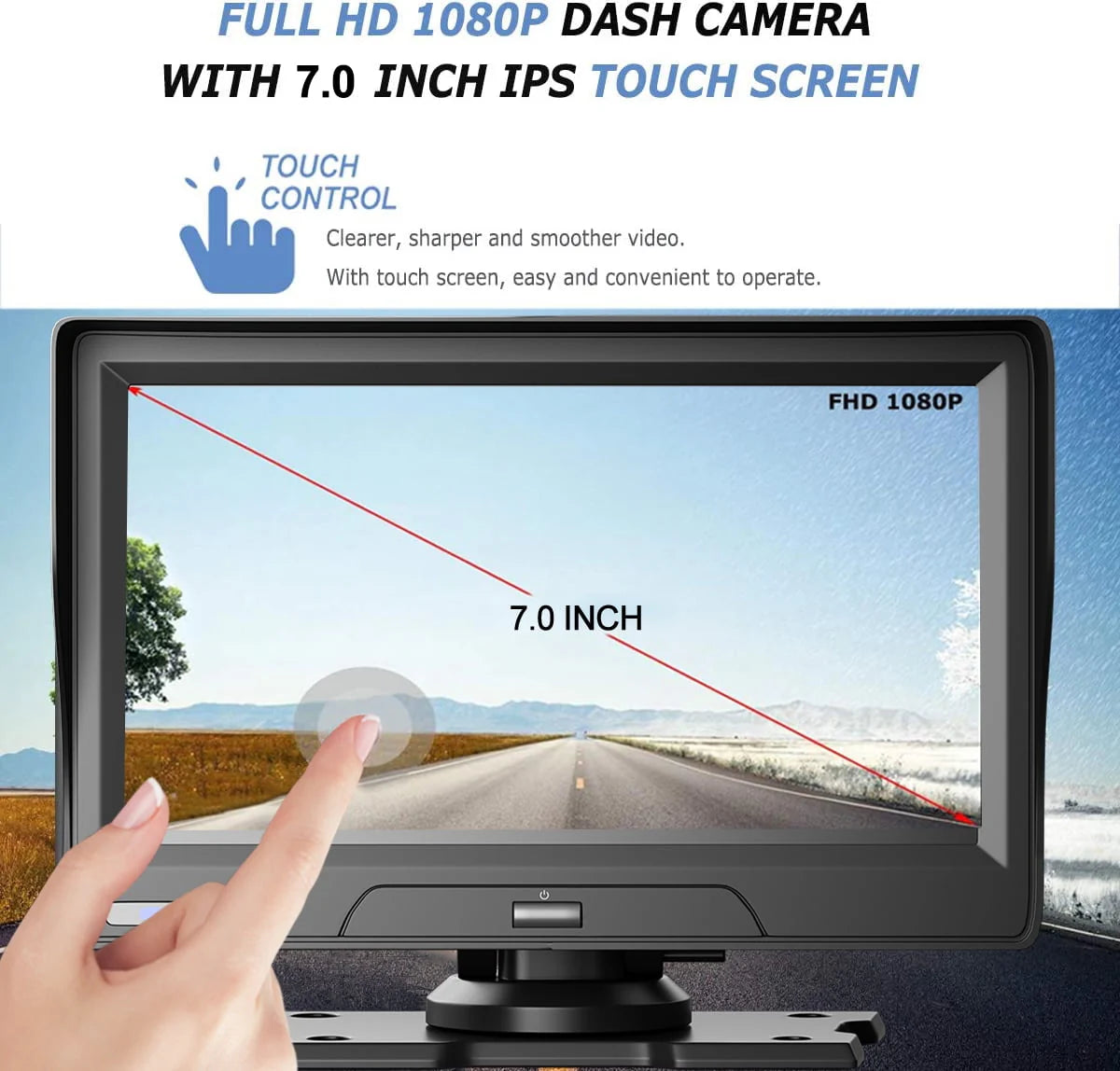 7 inch Touchscreen Wireless Apple Carplay Android Auto Dash Cam O765361