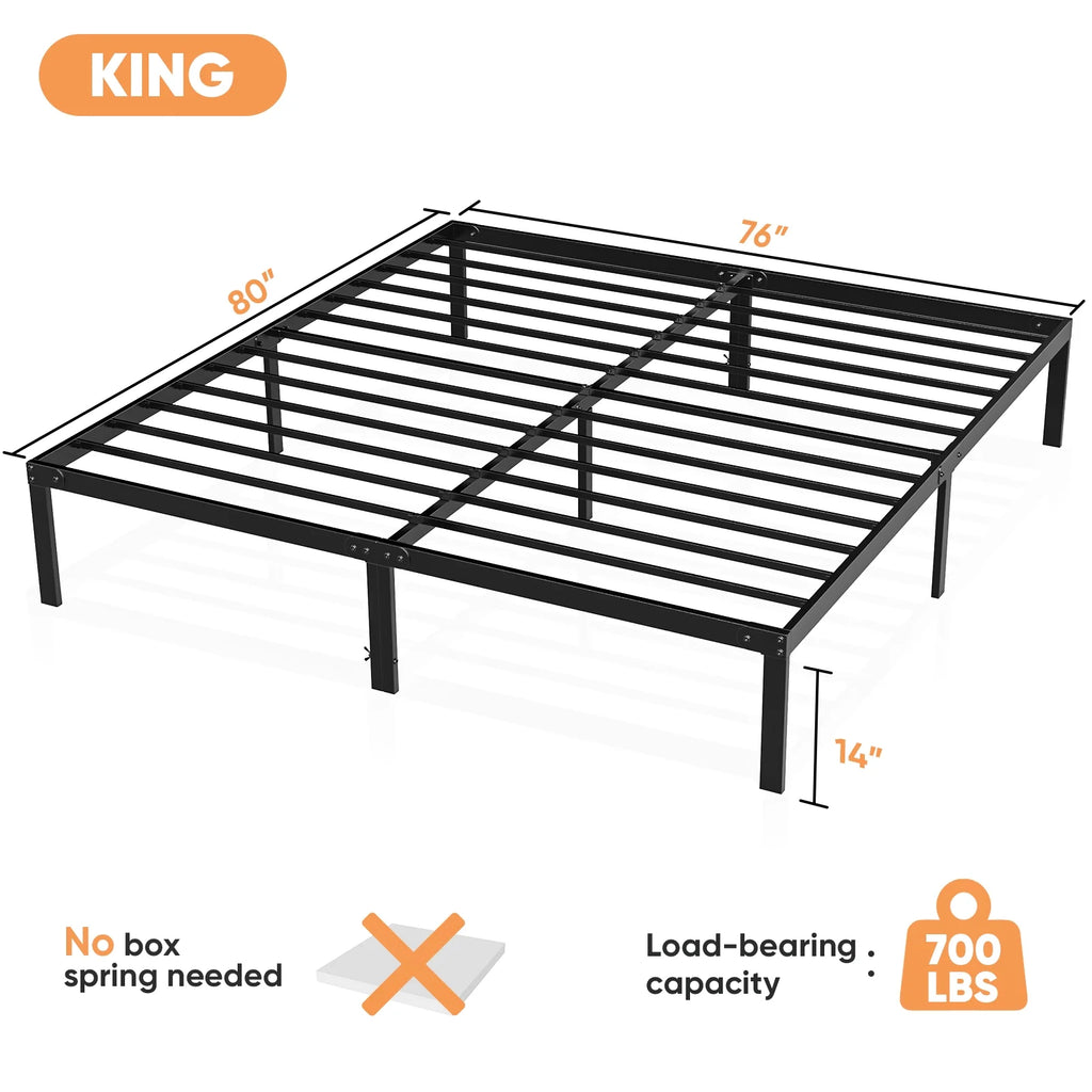 Twin Size Metal Platform Bed Frame with Headboard and Footboard C63310